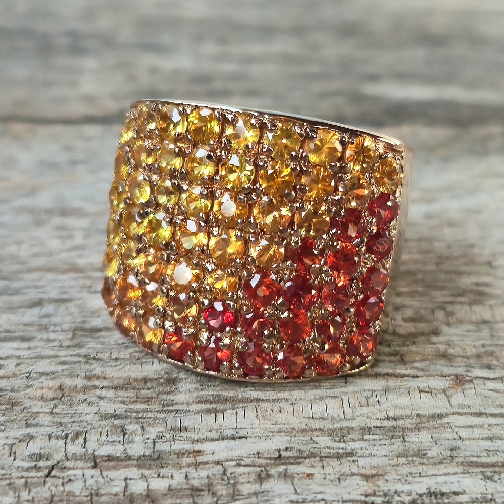 Suzanne Somers 925 Sterling Silver Rose Gold Vermeil Ombre Gemstone Ring Sz 5.75